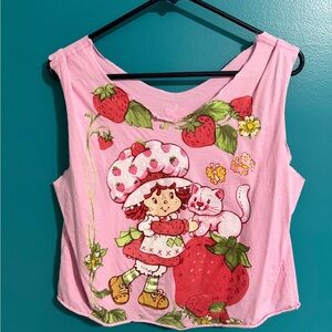 Kids Strawberry Print Pink Tank Top - Strawberry Shortcake Style